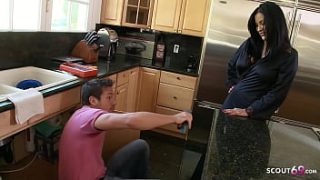 Mature Stepmom Tempts Young Man With A Large Package While Home Alone