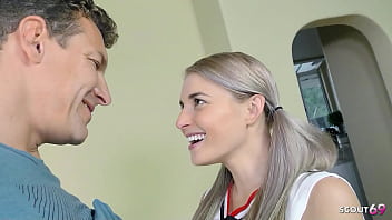 Young Cheerleader With Blonde Hair And Petite Figure Engages In Intimate Encounter With Stepfather Before Receiving A Facial Finish