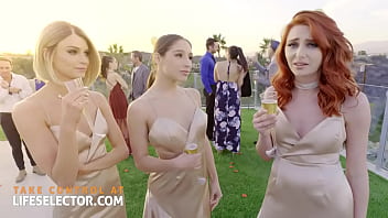 Three Bridesmaids With Soaked, Snug Pussies Sharing A Single Cock