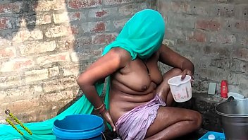 Traditional Indian Village Bathing Scene In Hindi By Desi Radhika