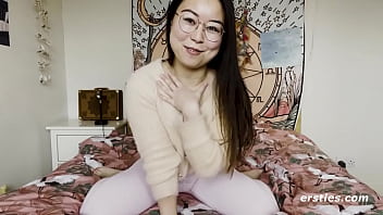Enthusiastic Chinese Girl Eagerly Creates Solo Video For Viewers