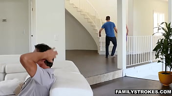 Stepmom And Stepson Sneak In Sex While Watching The Game